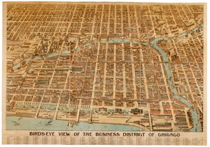 1898年、シカゴのビジネス地区の鳥瞰図 作： American School